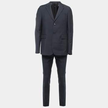 Pre Owned Prada Navy Blue Wool Suit L