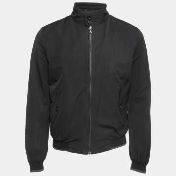 Pre Owned Prada Black Synthetic Zip Front Jacket M