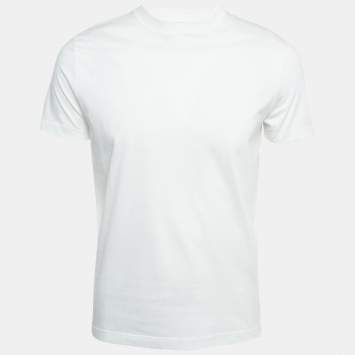 Pre Owned Prada White Cotton Half Sleeve T-Shirt M