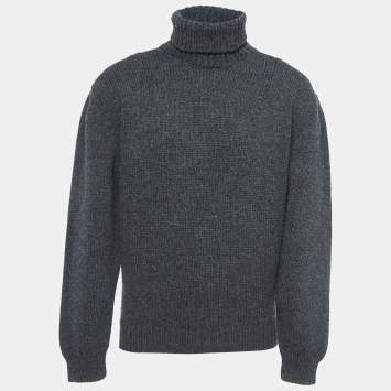 Pre Owned Prada Charcoal Grey Wool Turtleneck Sweater M