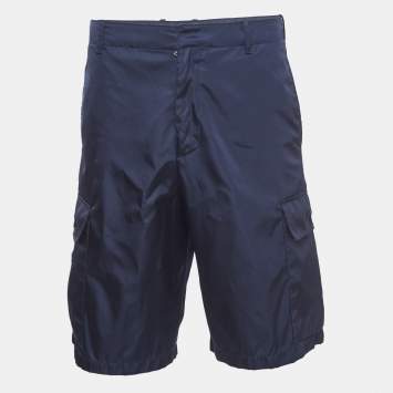 Pre Owned Prada Navy Blue Re-Nylon Bermuda Shorts S