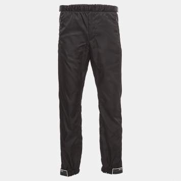 Pre Owned Prada Black Logo Print Nylon Active Pants M