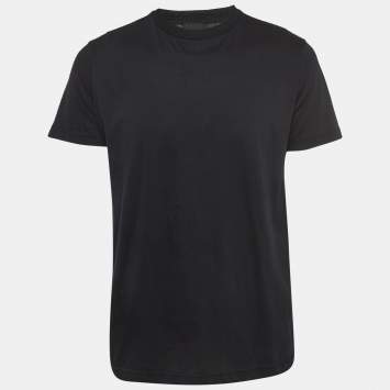 Pre Owned Prada Black Cotton Crew Neck T-Shirt L