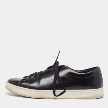 Pre Owned Prada Black Leather Lace Up Sneakers Size 42