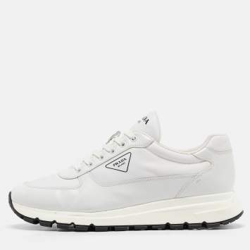 Pre Owned Prada White Leather Prax 01 Low Top Sneakers Size 45.5
