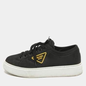 Pre Owned Prada Black Canvas Gabardine Lace Up Sneakers Size 44