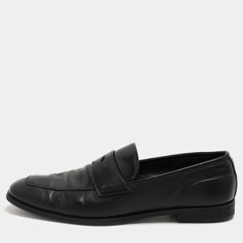 Prada Black Leather Penny Loafers Size 42