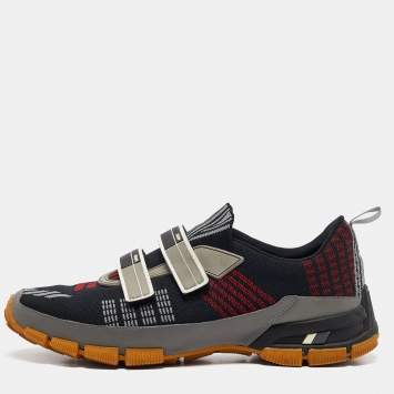 Prada Multicolor Knit Fabric Lace Up Sneakers Size 40