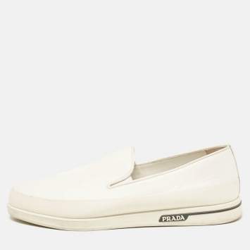 Pre Owned Prada White Leather Saint Tropez Sneakers Size 43