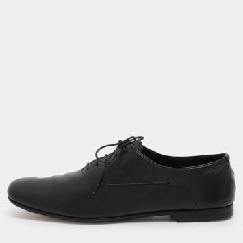 Pre Owned Prada Black Leather Lace Up Oxfords Size 42