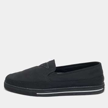 Pre Owned Prada Blue Canvas Slip On Sneakers Size 43.5