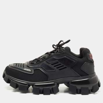 Pre Owned Prada Black Canvas and Rubber Cloudbust Thunder Sneakers Size 43