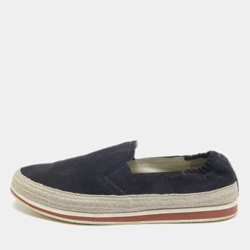 Prada Navy Blue Suede Slip On Espadrille Size 42.5