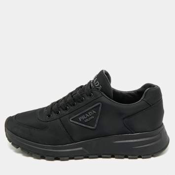 Prada Black Re-Nylon Prax Logo Low Top Sneakers Size 40