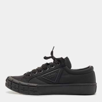 Prada Black Re-Nylon Wheel Cassetta Sneakers Size 40.5