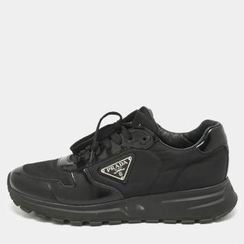 Pre Owned Prada Black Leather Prax 01 Low Top Sneakers Size 42