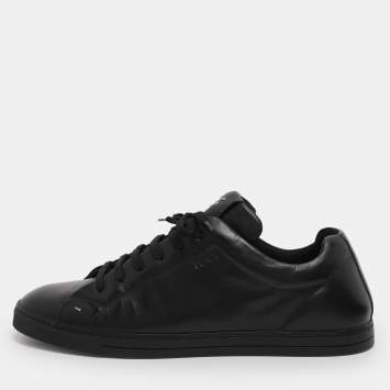 Pre Owned Prada Black Leather Low Top Sneakers Size 44