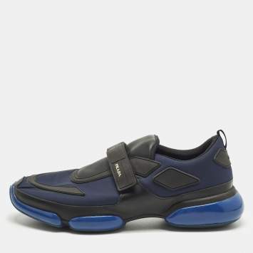 مملوكة مسبقًا Prada Cloudbust Size 44 Navy Blue/Black Leather and Nylon Low Top Sneakers