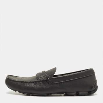 مملوكة مسبقًا Prada Size 43.5 Black Leather Penny Loafers