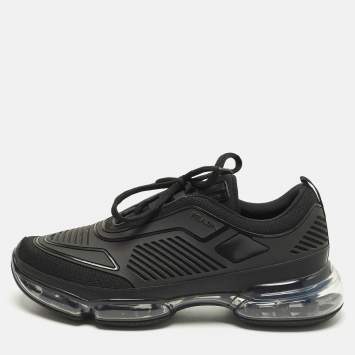Pre Owned Prada Cloudbust Size 40 Black Knit Fabric and Rubber Low Top Sneakers