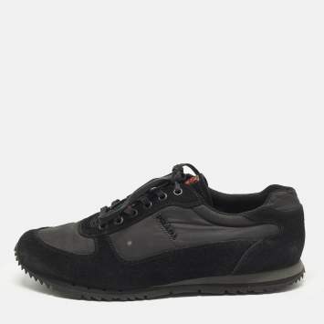 مملوكة مسبقًا Prada Sport Size 41.5 Black Nylon and Suede Low Top Sneakers