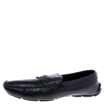 مملوكة مسبقًا Prada Black Leather Slip On Loafers Size 44