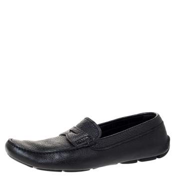 Prada Black Leather Penny Slip On Loafers Size 43.5