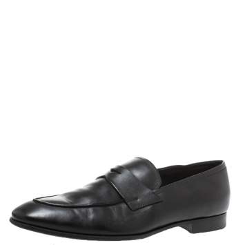Pre Owned Prada Black Leather Penny Loafers Size 44