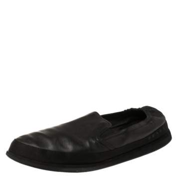 Pre Owned Prada Black Leather San Tropez Slip On Sneakers Size 46