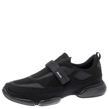 Pre Owned Prada Black Mesh and Rubber Cloudbust Sneakers Size 45