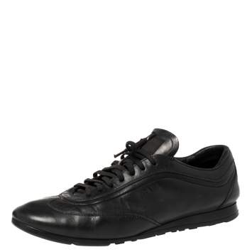 Pre Owned Prada Black Leather Low Top Sneakers Size 41