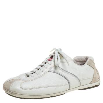 Pre Owned Prada Off White Leather Lace up Sneakers Size 41