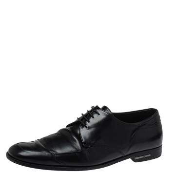 Pre Owned Prada Black Leather Lace Up Derby Size 43