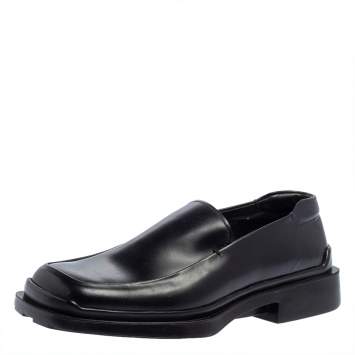 Pre Owned Prada Black Leather Platform Loafers Size 42