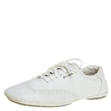 Pre Owned Prada Sport White Leather Low Top Sneakers Size 42