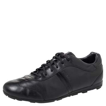 Pre Owned Prada Sport Black Leather Low Top Sneakers Size 45