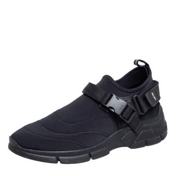 Pre Owned Prada Black Nylon Slip On Velcro Sneakers Size 40