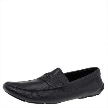 Pre Owned Prada Black Leather Penny Loafers Size 43