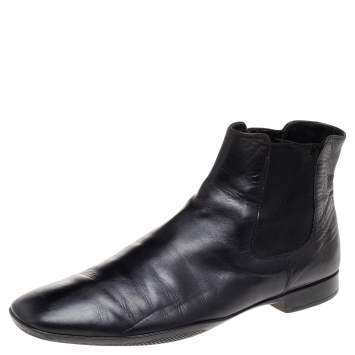 Pre Owned Prada Black Leather Chelsea Boots Size 41.5
