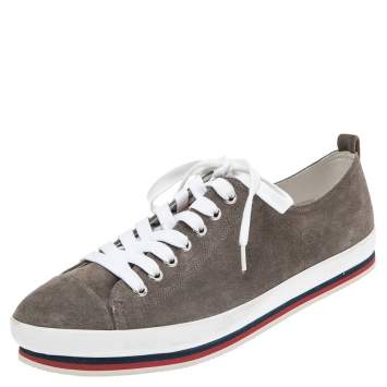 Pre Owned Prada Sport Grey Suede Low-Top Sneakers Size 43.5