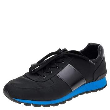 Pre Owned Prada Sport Black Nylon And Leather Low Top Sneakers Size 43 2/3