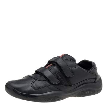 Pre Owned Prada Sport Black Leather Low Top Sneakers Size 42