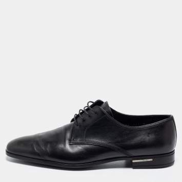 Pre Owned Prada Black Leather Lace Up Derby Size 42
