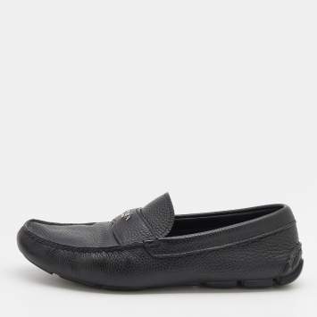 Pre Owned Prada Black Leather Slip On Loafers Size 42