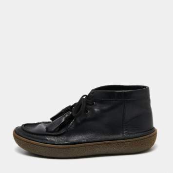 Pre Owned Prada Black Leather Clarks Ankle Boots Size 41