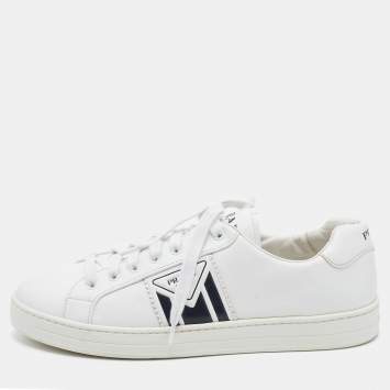 Pre Owned Prada White Leather Avenue Low Top Sneakers Size 42.5