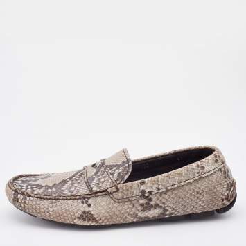 Pre Owned Prada Multicolor Snakeskin Embossed Leather Slip On Loafers Size 42.5