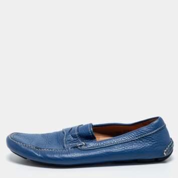 Pre Owned Prada Blue Leather Penny Loafers Size 42.5