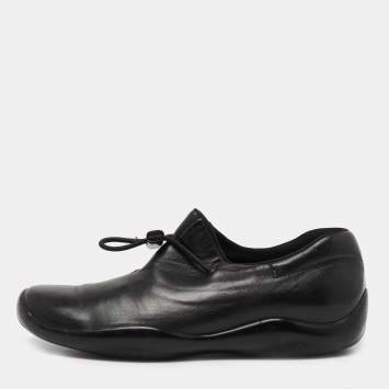 Pre Owned Prada Black Leather Low Top Sneakers Size 40.5 