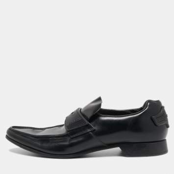 Prada Black Leather Slip On Loafers Size 40.5
